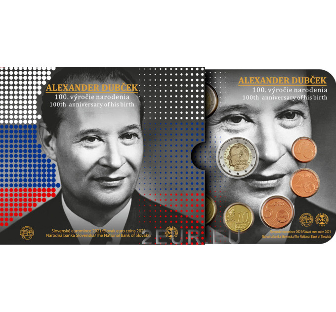 Slovakia Euro coin set BU 2021 - 100 anniversary of the birth Alexander Dubček for 25.00 € ✅