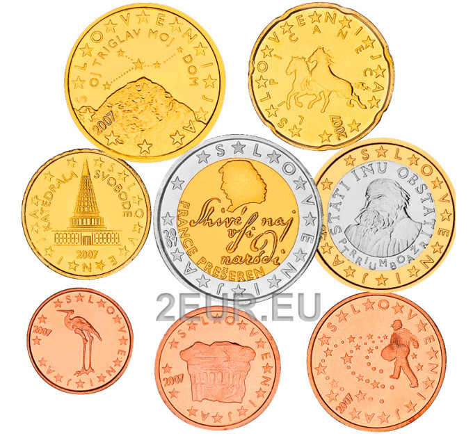Eslovenia Conjunto de euros UNC 2007 por 12.50 € ✅