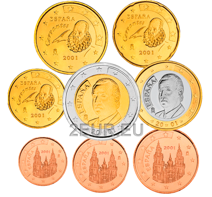 España Conjunto de euros UNC 2001 por 14.50 € ✅