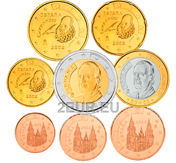 España Conjunto de euros UNC 2002 por 20.00 € ✅