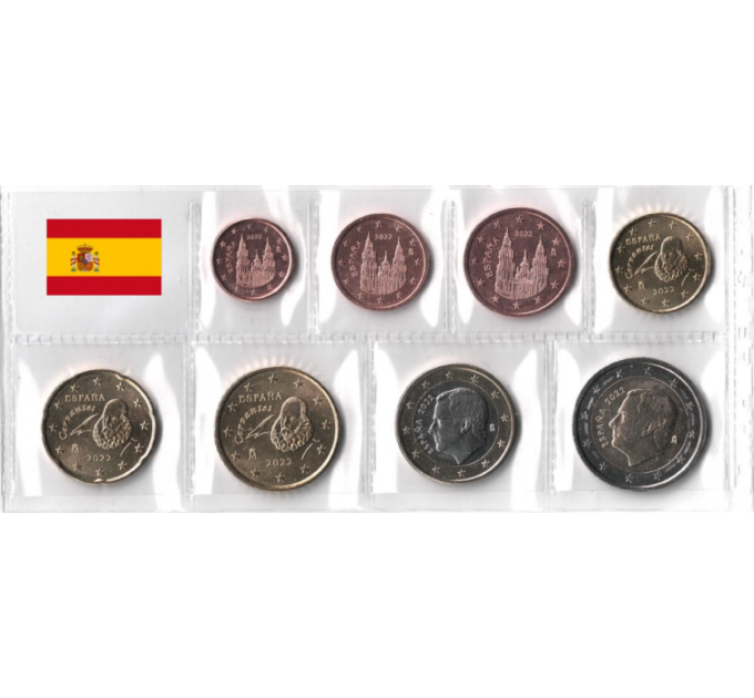 España Conjunto de euros UNC 2022 por 7.50 € ✅