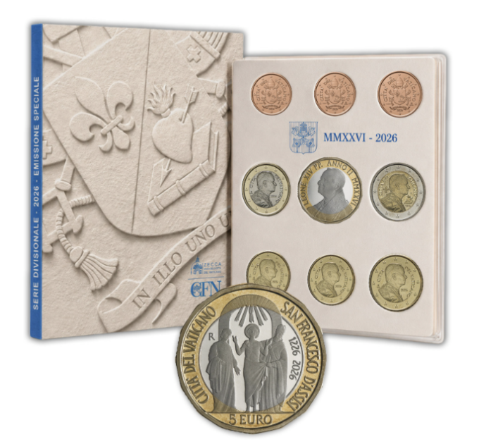 Vatican set BU + 5 EURO 2026 - 800th anniversary of the death of St. Francis of Assisi for 115.00 € ✅