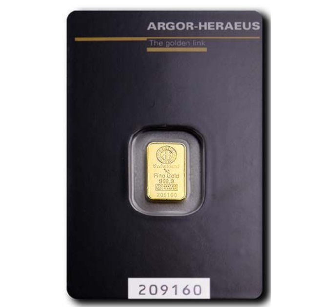 1g Gold Bar Argor Heraeus for 140.66 € ✅