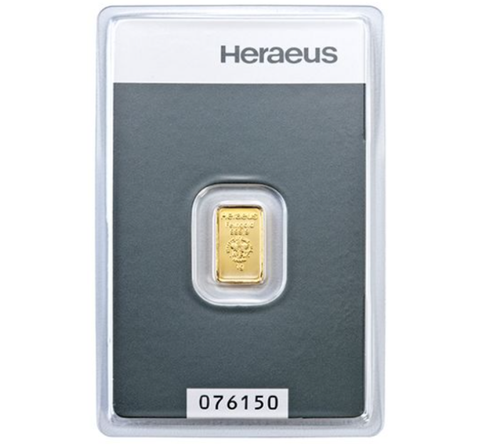 1g Gold Bar Heraeus for 137.06 € ✅