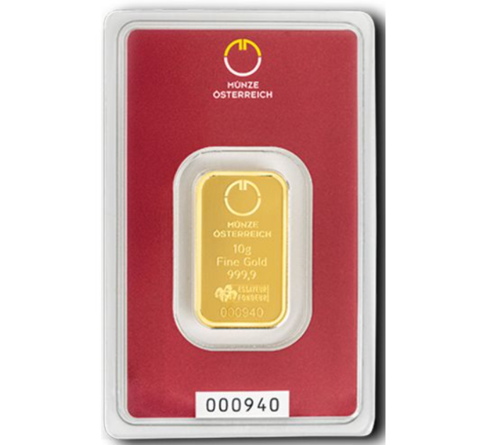 10g Lingote de oro Austrian Mint por 1,248.54 € ✅