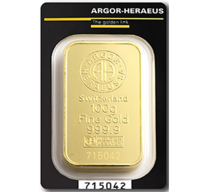 100 g Gold Bar Argor Heraeus for 12,301.44 € ✅