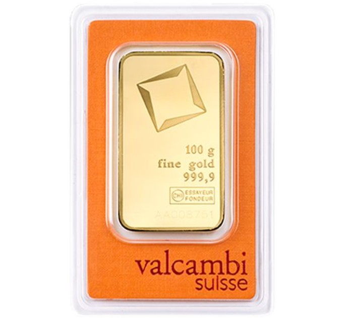 100 g Gold Bar Valcambi for 12,276.20 € ✅