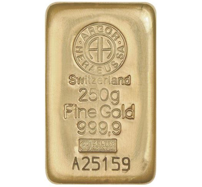 250 g Gold Bar Argor Heraeus for 30,708.52 € ✅