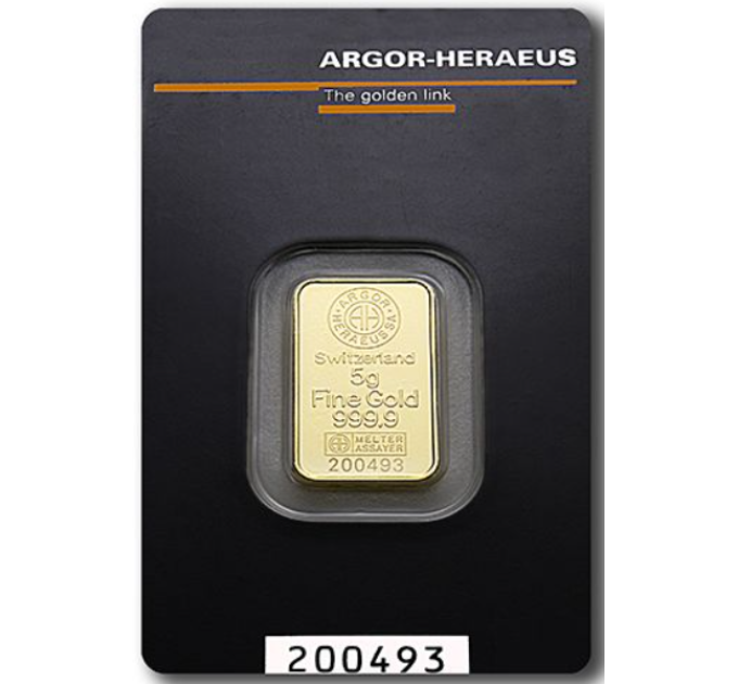 5g Lingote de oro Argor Heraeus por 645.01 € ✅