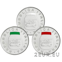 Italia 5 euros Plata BU 2021 - Excelencias italianas - Ferrero - Nutella - Tríptico