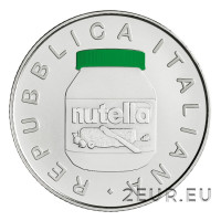 Italia 5 euros Plata BU 2021 - Excelencias italianas - Ferrero - Nutella - Color verde