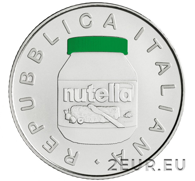 Italia 5 euros Plata BU 2021 - Excelencias italianas - Ferrero - Nutella - Color verde por 45.00 € ✅