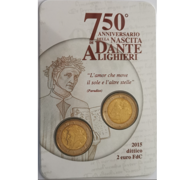 Italy 2 euro BU 2015 - 750TH ANNIVERSARY OF DANTE ALIGHIERI for 28.50 € ✅