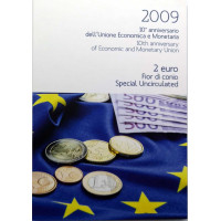 Italia 2 euros BU 2009 - 10º Aniversario UEM