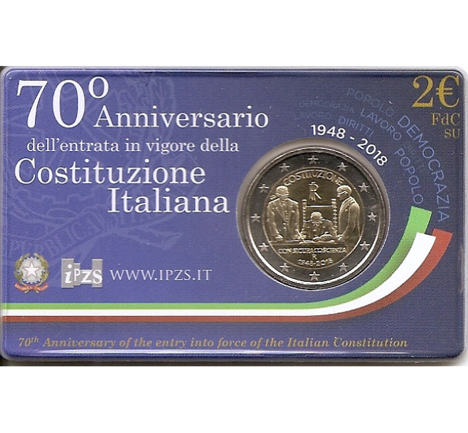 Italy 2 euro BU 2018 - 70th anniversary of the Italian Constitution for 35.00 € ✅