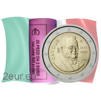 Italy 2 euro UNC roll 2010 - 200th Birthday of Camillo Benso – Conte di Cavour