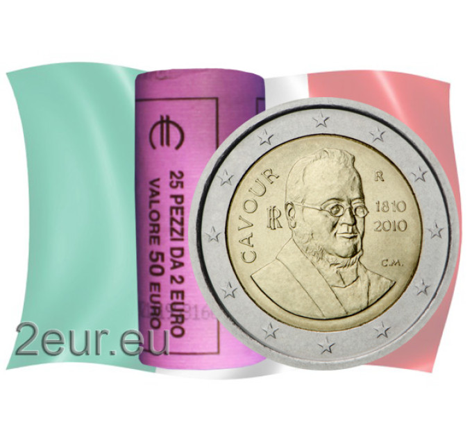 Italia 2 euros UNC rollo 2010 - 200 Aniversario de Camillo Benso – Conte di Cavour por 70.00 € ✅