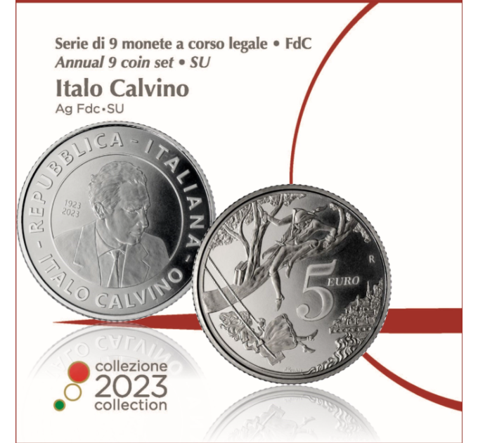 Italy Euro set BU + 5 euro silver coin 2023 - 100th Anniversary of the Birth of Italo Calvino for 65.00 € ✅