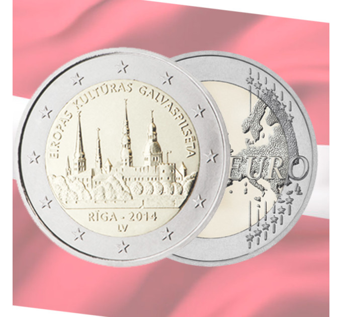 Letonia 2 euros UNC 2014 - Riga - Capital europea de la cultura por 5.50 € ✅