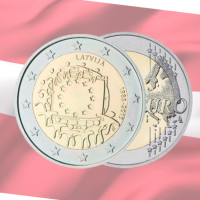 Letonia 2 euros UNC 2015 - 30 años de la bandera de la UE