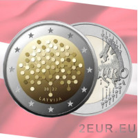Letonia 2 euros UNC 2022 - 100 Años Banco de Letonia