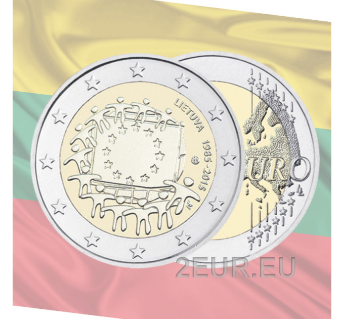 Lituania 2 euros UNC 2015 - 30 Años de la Bandera UE por 6.50 € ✅