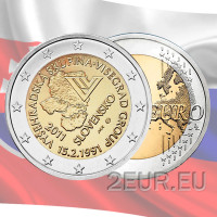 Eslovaquia 2 euros UNC 2011 - 20 Años Grupo Visegrad Eslovaquia 2 euros UNC 2011 - 20 Años Grupo Visegrad