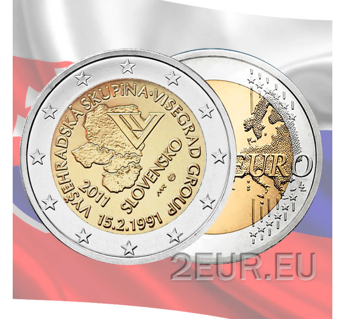 Eslovaquia 2 euros UNC 2011 - 20 Años Grupo Visegrad por 5.50 € ✅