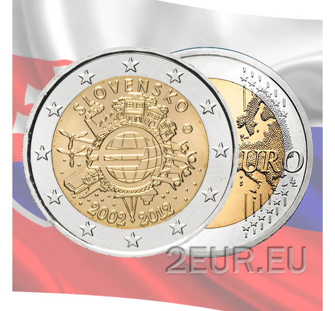 Eslovaquia 2 euros UNC 2012 - 10 Años de Euro Cash por 4.90 € ✅
