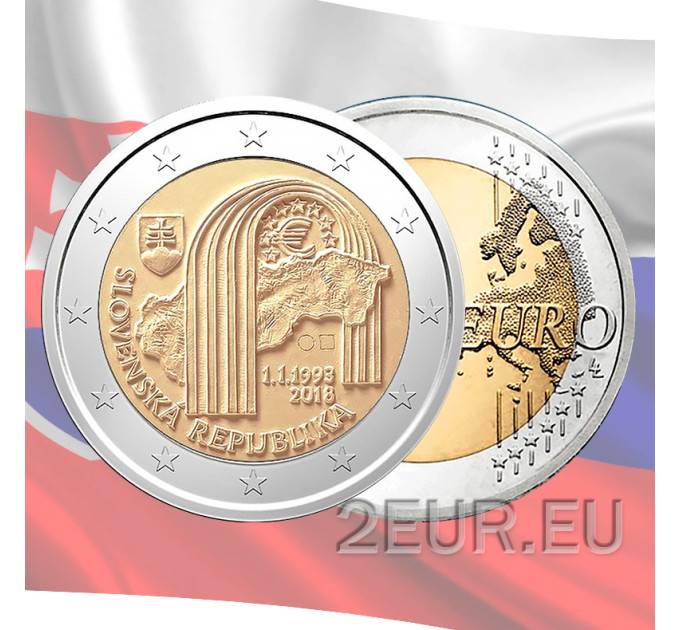 Slovakia 2 euro UNC 2018 - 25th Anniversary of the Establishment of the Slovak Republic for 4.50 € ✅