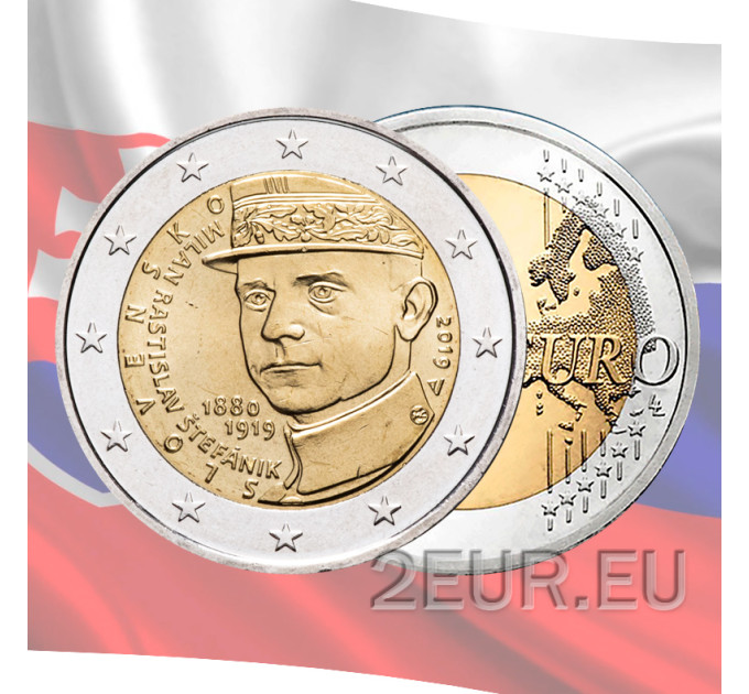 Eslovaquia 2 euros UNC 2019 - 100 Aniversario de la Muerte de Milan Rastislav Stefanik por 3.80 € ✅