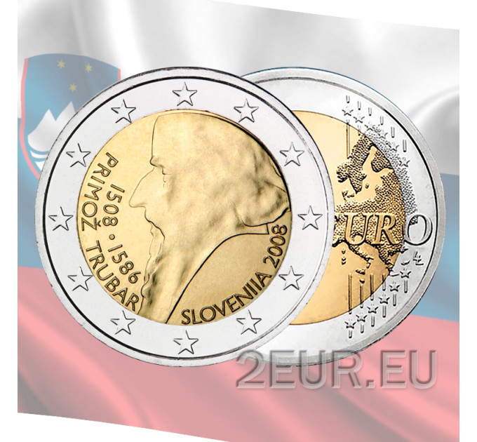 Slovenia 2 euro UNC 2008 - 500th Anniversary of the Birth of Primoz Trubar for 7.50 € ✅