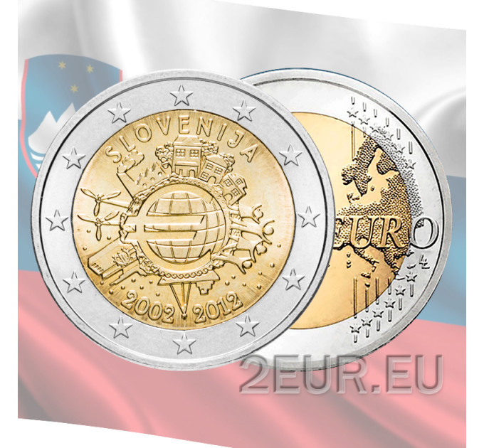Eslovenia 2 euros UNC 2012 - 10 Años de Euro Cash por 7.00 € ✅