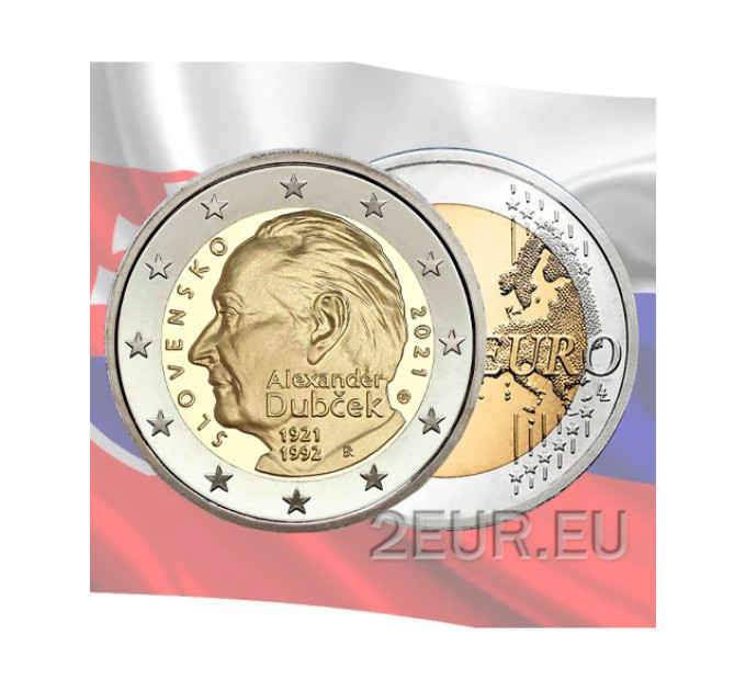 Eslovaquia 2 euros UNC 2021 - 100 aniversario del nacimiento de Alexander Dubchek por 3.80 € ✅