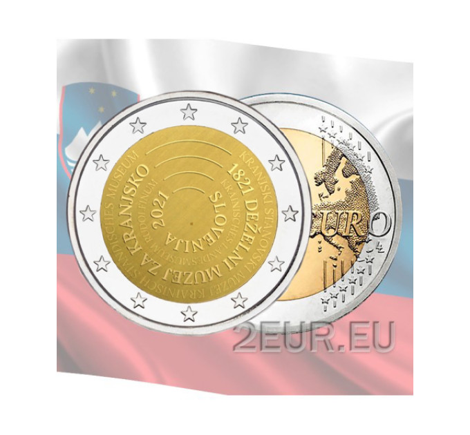 Slovenia 2 euro UNC 2021 - 200 years of the National Museum of Slovenia for 3.50 € ✅